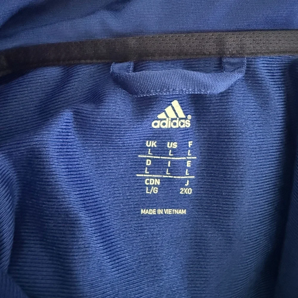 Adidas Essential Track Jacket Men's Large Blue 3-Stripe Full Zip Sports Tracking